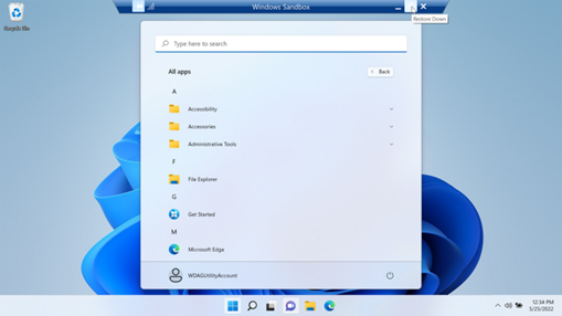 Windows Sandbox Layout